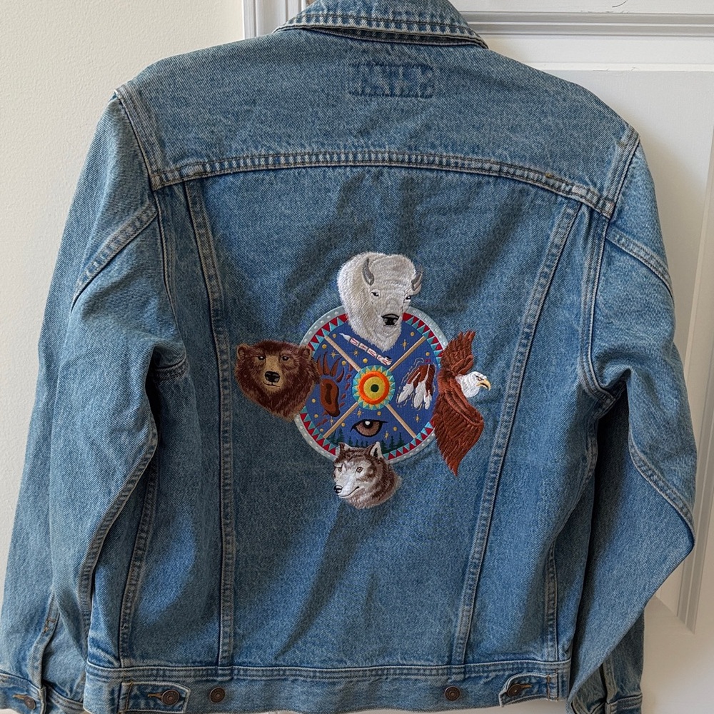Lee Blue Denim Jacket with Animal Embroidery